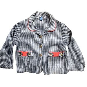 Vintage 70s Honeysuckle Sears Gingham Jacket Contrast‎ Trim 29 4L Preppy